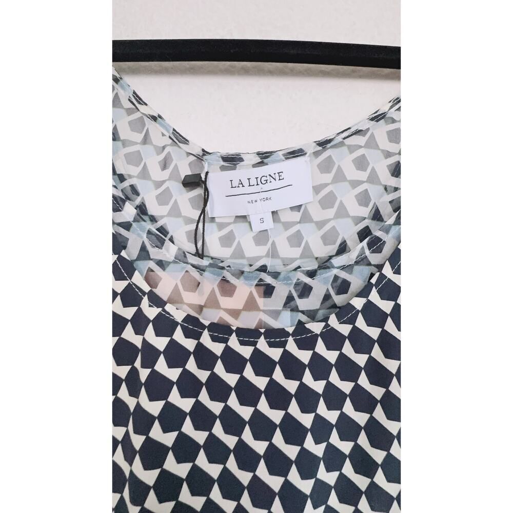 La Ligne silk Claudette Dress in Mavy/Ivory Muiti Small - Picture 8 of 10